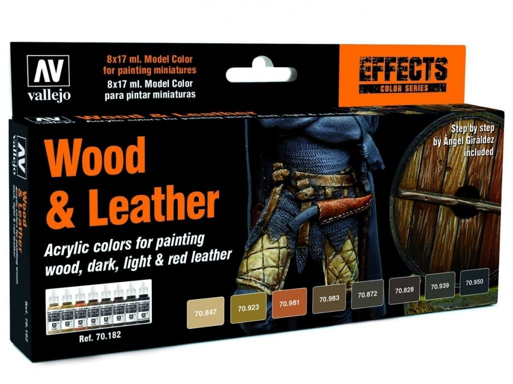 Vallejo Model Color Effects Set 70182 Wood & Leather (8) By Angel Giraldez