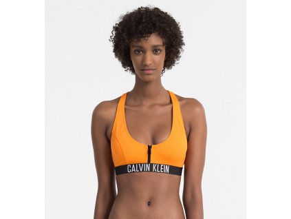 Vrchný diel plaviek na zips Calvin Klein INTENSE POWER oranžové