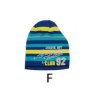Pruhovaná pletená čiapka s potlačou  - AJS 34-041 modrá
