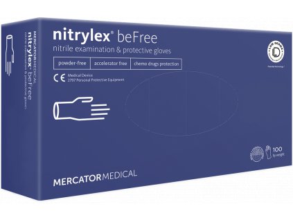 Rukavice nitrilové Mercator Medical Nitrylex BeFree, 100 ks, modrá, nepudrované