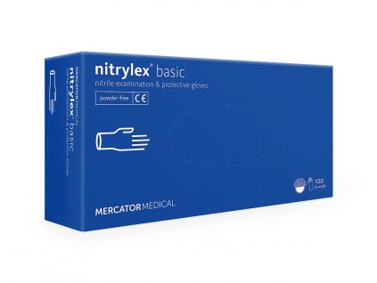 Rukavice nitrilové Mercator Medical Nitrylex Basic, 100 ks, modré, nepudrované
