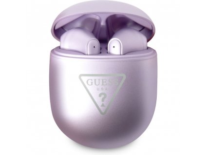 Guess True Wireless Triangle Logo BT5.0 4H Stereo Earphones Glossy Purple  Nevíte kde uplatnit Sodexo, Pluxee, Edenred, Benefity klikni