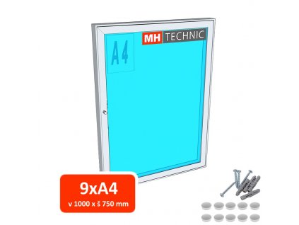 Venkovní informační vitrína MH60, 1000x750 mm (9xA4)