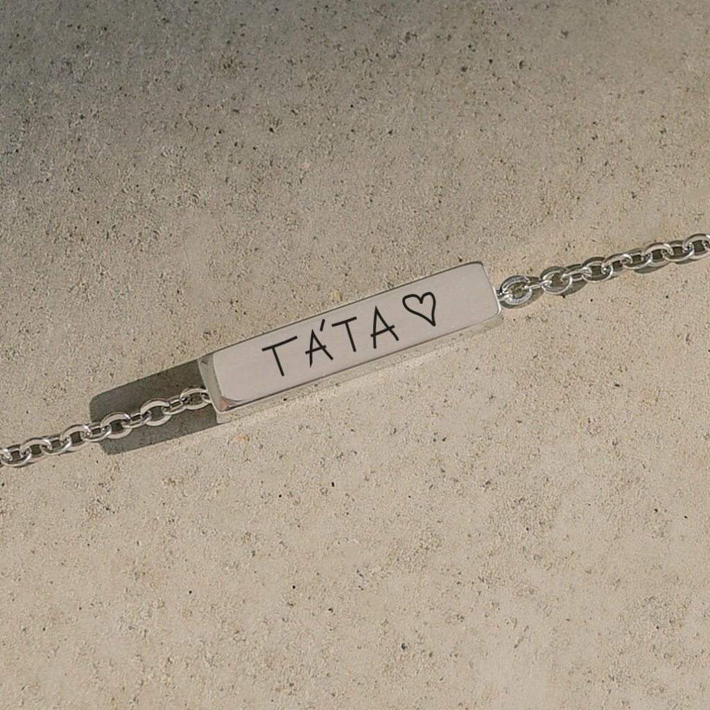Pánský náramek s tubusem, nápis Táta, chirurgická ocel