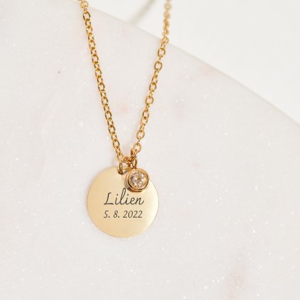Dámský personalizovaný náhrdelník s vlastním textem na přání, chirurgická ocel, zlatý