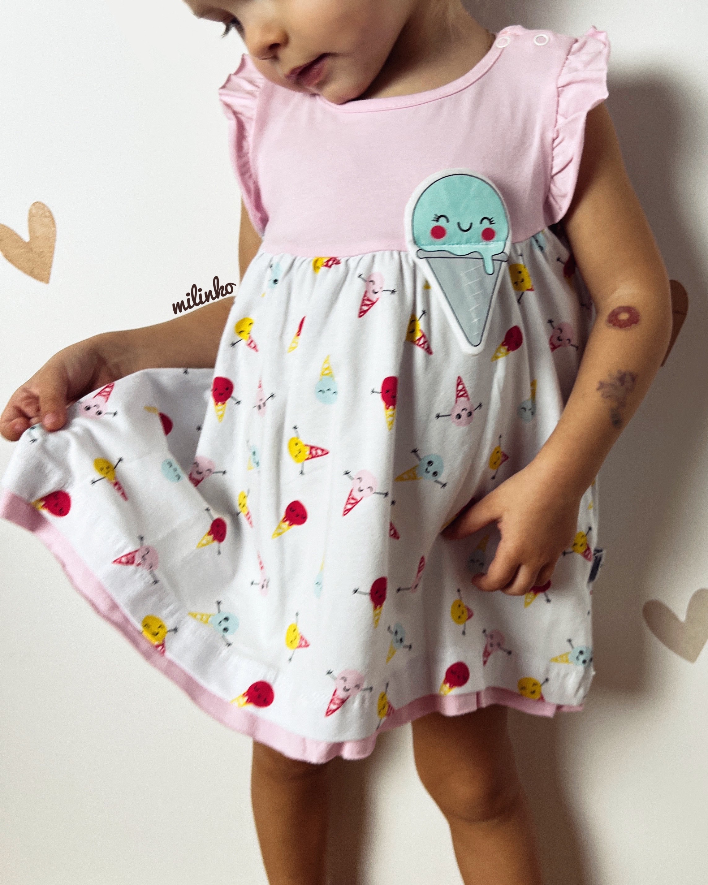 Miniworld Dievčenské letné šaty- Zmrzlina, ružové veľkosť: 68 (4-6m)