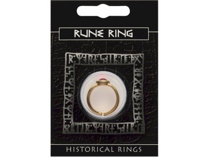 261 pozlateny prsten s vikingskymi runami a kamenom