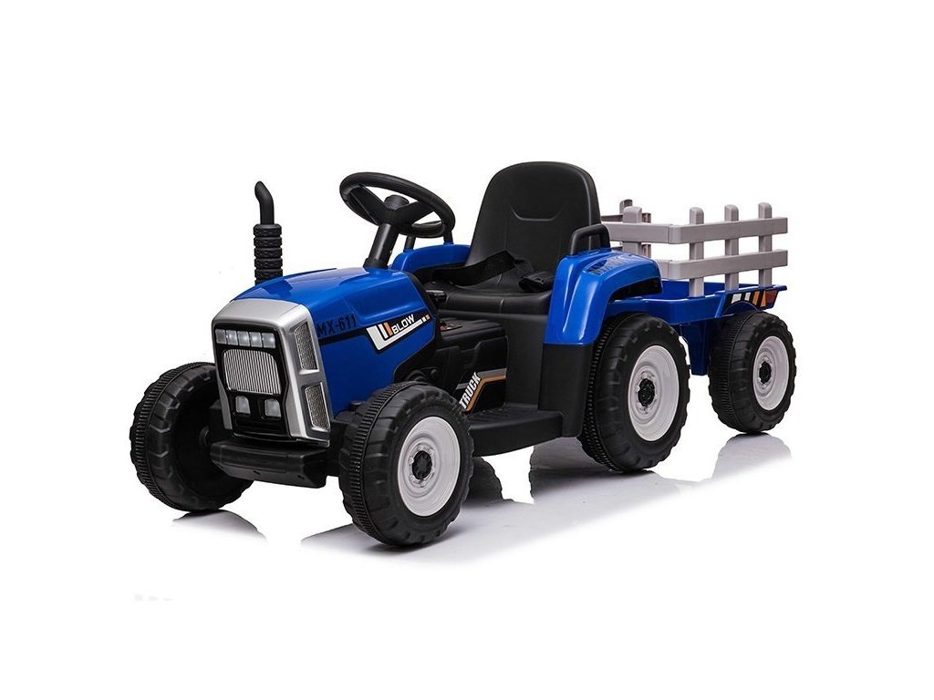 traktor s vlečkou modrý
