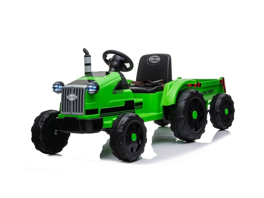 Dětský elektrický traktor s vlečkou T1 zelený2