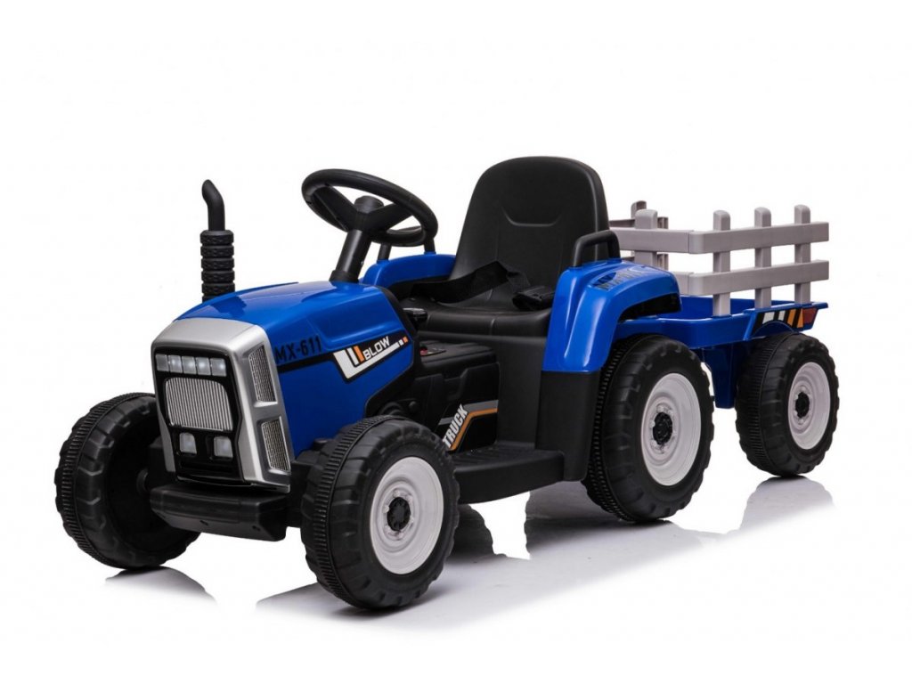 mamido Elektrický traktor s vlečkou T2 modrý