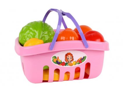 dětská sada potravin v košíku růžová1