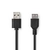 Nedis prodlužovací kabel USB 2.0 zástrčka USB A - zásuvka USB A, 2 m, černá (CCGL60010BK20)