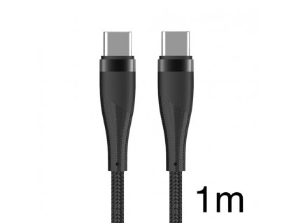 Maxlife Nylonový datový kabel MXUC-08 USB-C/USB-C 60W 1m černý