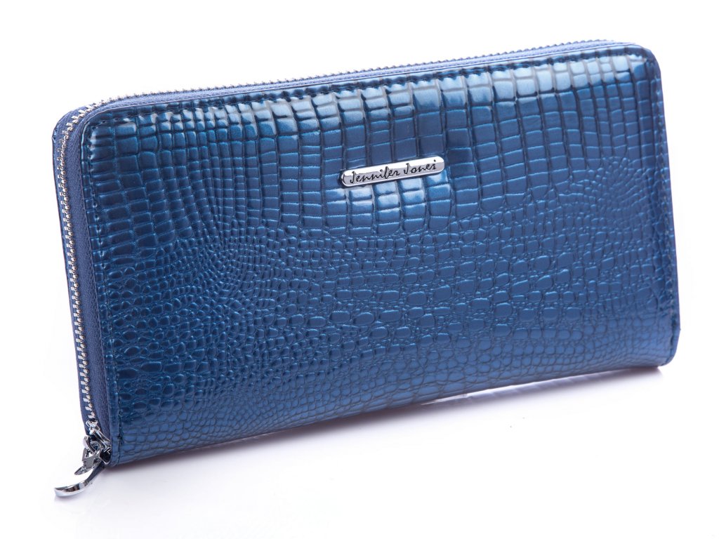 Velká dámská kožená peněženka na zip modrá Jennifer Jones 5247 2 ModexaStyl (1)