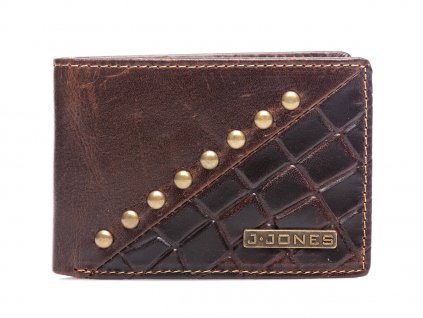 Malá pánská kožená peněženka s cvoky J JONES hnědá 5562 BN (3)