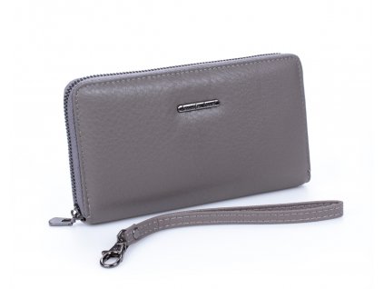 Velká dámská kožená peněženka na zip s poutkem na karabinu Jennifer Jones 5297 GY šedá ModexaStyl (2)