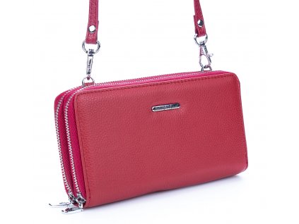 Velká dámská kožená peněženka s popruhem přes rameno červená Jennifer Jones 5276 RD ModexaStyl (2)