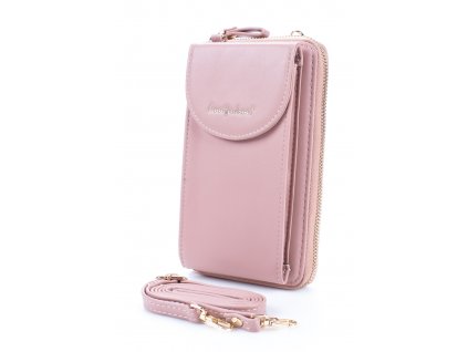 Mini kabelka na telefon a peněženka s popruhem na krk růžová Jennifer Jones 1125 PK ModexaStyl (2)
