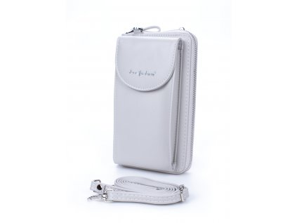 Mini kabelka na telefon a peněženka s popruhem na krk šedá Jennifer Jones 1125 GY ModexaStyl (2)