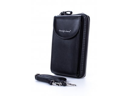 Mini kabelka na telefon a peněženka na telefon s popruhem na krk černá Jennifer Jones 1125 BK ModexaStyl (2)