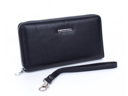 Velká dámská kožená peněženka na zip s poutkem na karabinu Jennifer Jones 5297 BK černá ModexaStyl (4)