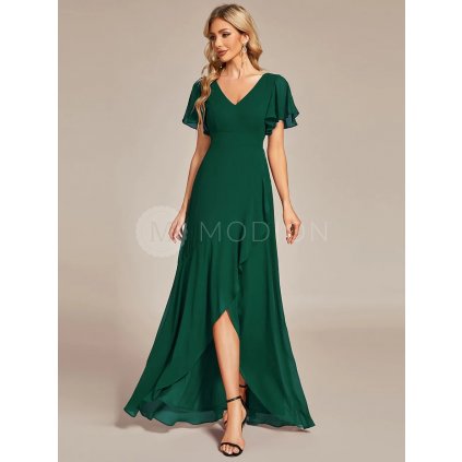 Zelené společenské šaty s volánky ES01749DG