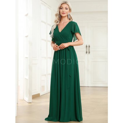 Zelené šifonové šaty dlouhé EE0164DG - Společenské šaty, plesové šaty a svatební šaty - Modion.cz