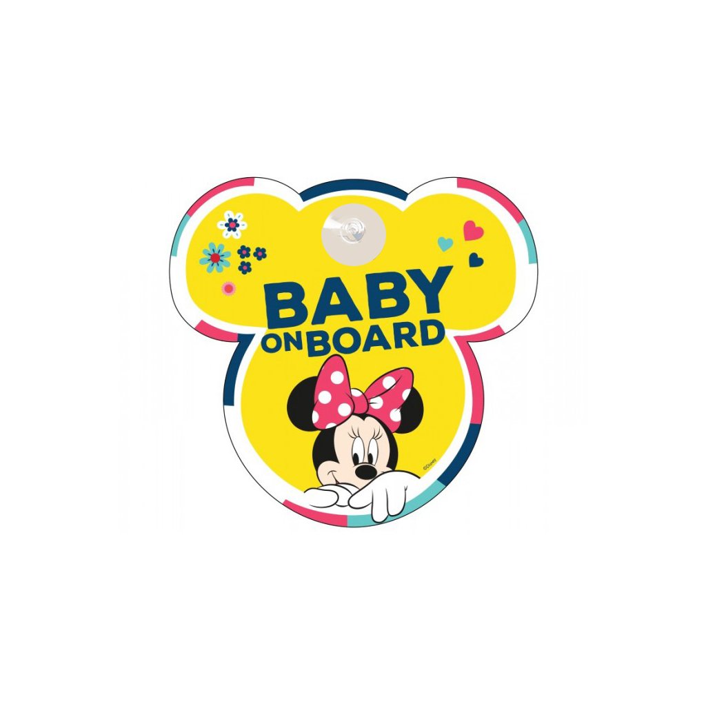 Tabuľka do auta s prísavkou Dieťa v aute - BABY ON BOARD - MICKEY MOUSE - Minnie