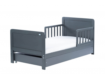 detska postel olek 70x140cm grafit so zabranami a uloznym priestorom