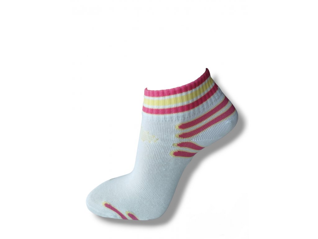 Kotníkové ponožky SPEED - bílá/růžová/žlutá