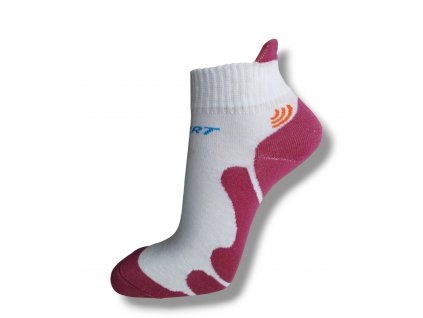 Kotníkové ponožky SPEED s jazýčkem - bílá/vínová
