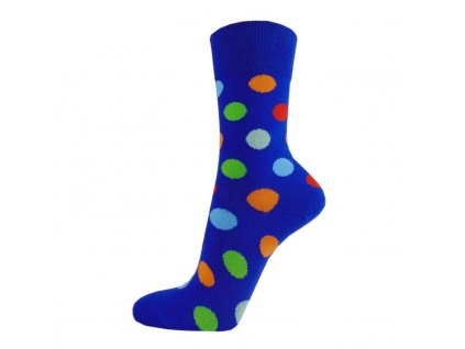 Veselé bavlněné ponožky PUNTÍKY TMAVĚ MODRÉ