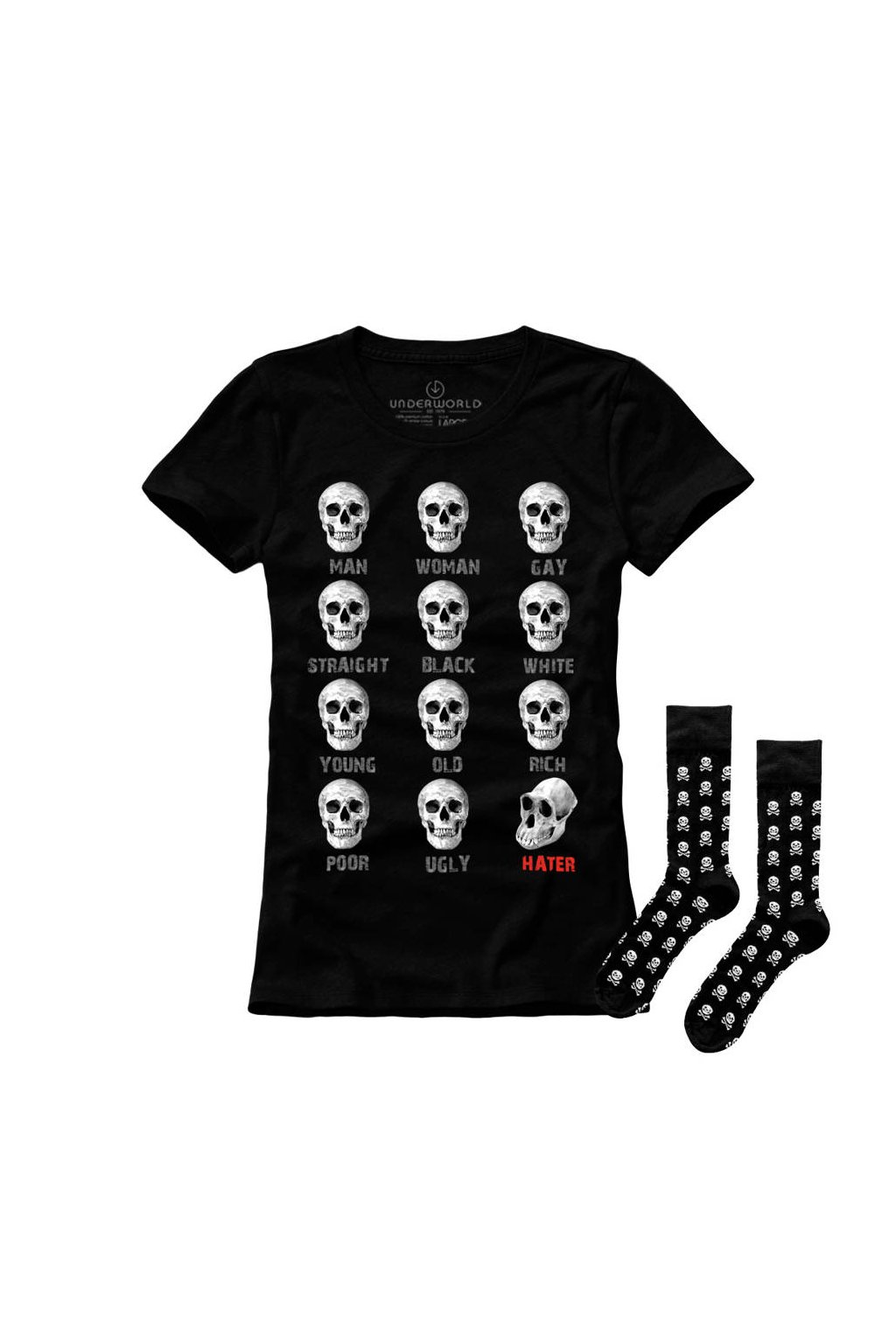 Ajándék szett UNDERWORLD Hater / Skulls női póló + zokni