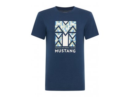 Herren Halbarm Shirt Print Shirt Mustang blau 1014954 5334 1B