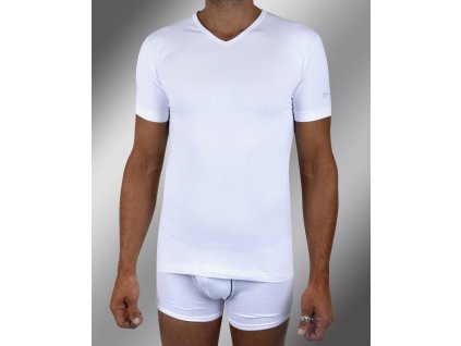 Pánské spodní prádlo - tričko s krátkým rukávem, výstřih do "V" TV550, bílá, Sergio Tacchini