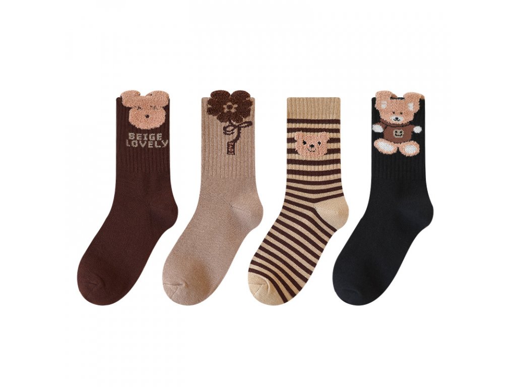 Bavlněné ponožky sada 4ks - Brown Bear