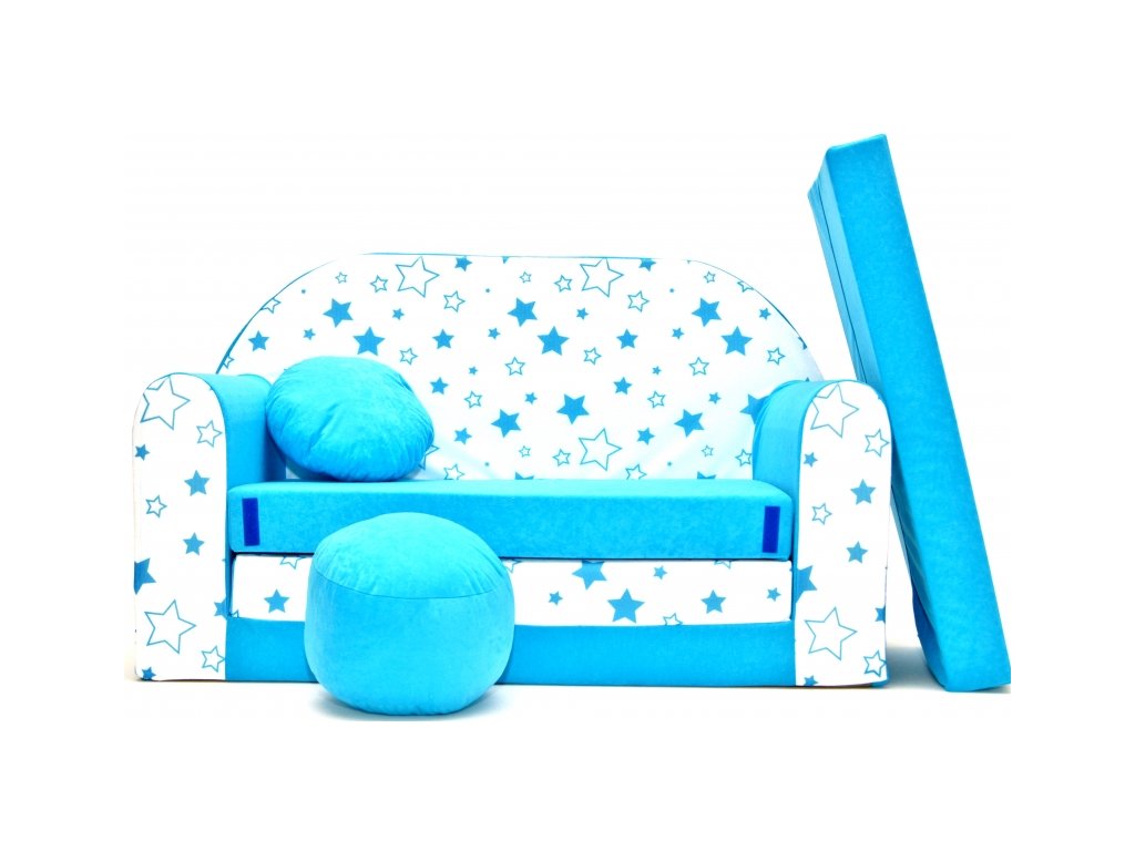 Rozkládací dětská pohovka XL Nellys, 85R - Magic stars - modré