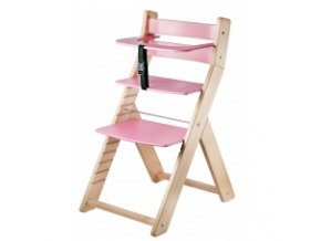 Rostoucí židle Luca -L01 natur lak/růžová s ergonomickým sedákem