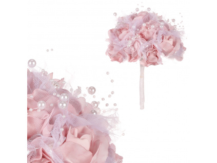 Puget z pěnových růžiček do ruky, barva lila, umělá dekorace - PRZ2995