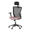 Kancelářská židle, černá MESH síťovina, růžová látka, houpací mechanismus, plastový kříž, kolečka pro tvrdé podlahy - KA-V328 PINK