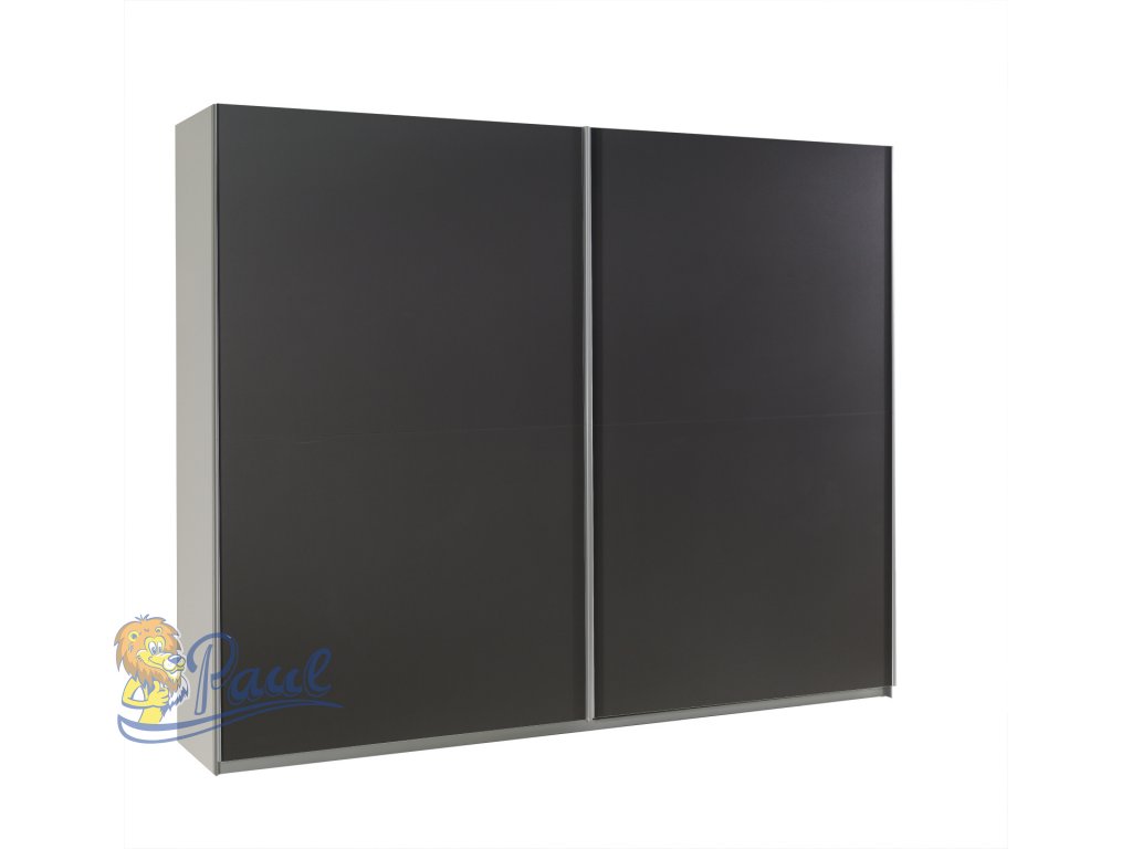 Šatní skříň Lux 18 s posuvnými dveřmi - šířka 244 cm bílá + grafit