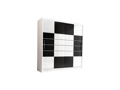 Šatní skříň Aruba s posuvnými dveřmi - šířka 203 cm bílá + černá