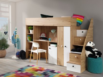 Dětský pokoj Smart 14 kombinace odstínu dub artisan a bílé barvy