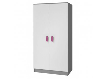 šatní skříň smyk II 06 2d s klasickými dveřmi - šířka 80 cm bílá + šedá