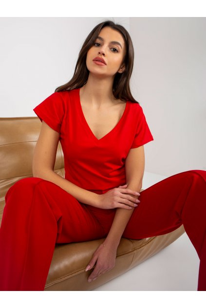 Dámske tričko jednofarebné červená VI-TS-035.01P