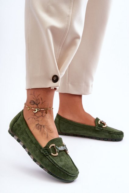 Dámske mokasíny farba zelená kód obuvi 9027 GREEN