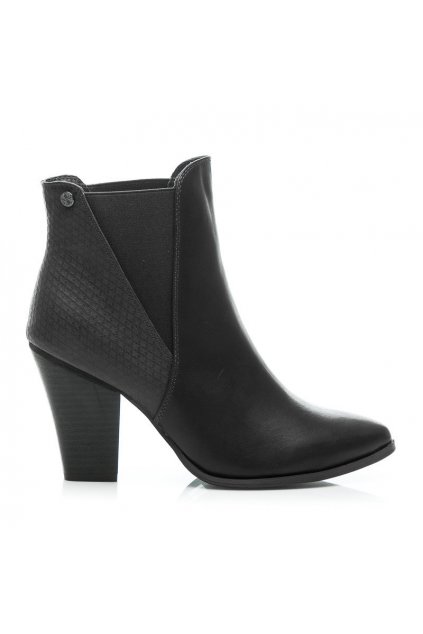 Čierne topánky na opätku 23-M52231B / S3-105P veľ.č. 37, 40 (Veľkosť UK7 / EUR 40)