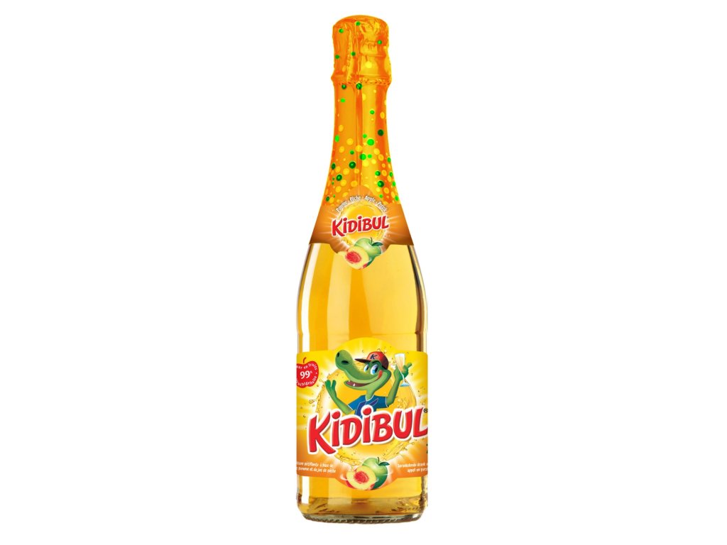Kidibul - Dětský šumivý nápoj - Jablko, Broskev 750 ml