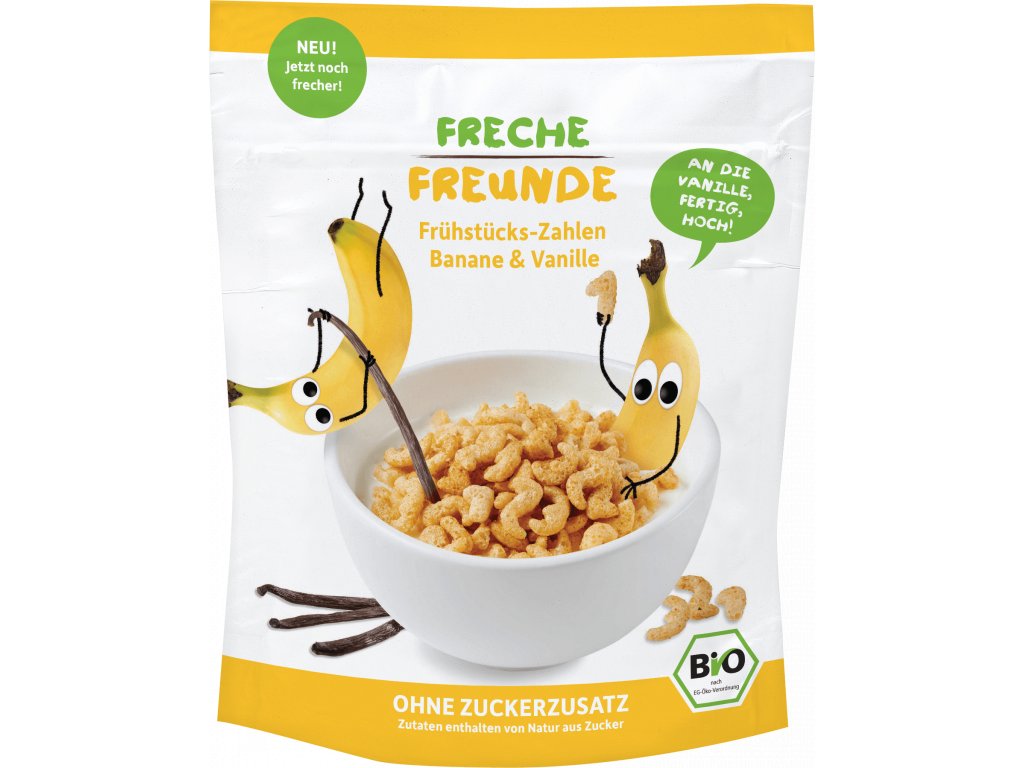 Freche Freunde - BIO Cereálie - křupavá čísla - Banán a vanilka 125g