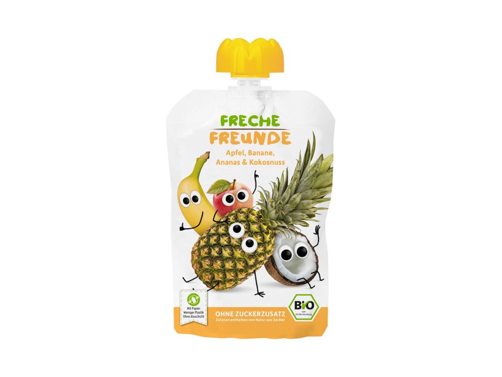 Freche Freunde - BIO Ovocná kapsička Jablko, banán, ananas a kokos 100g